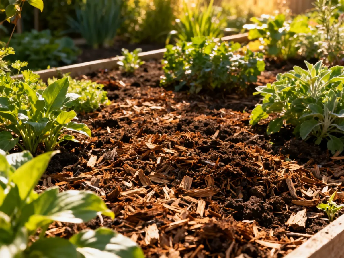Ogród zabezpieczony przed suszą warstwą ściółki